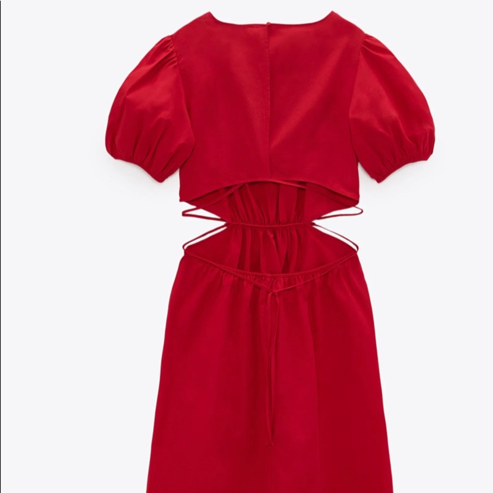 Zara Red Poplin Cutout Dress *worn once*